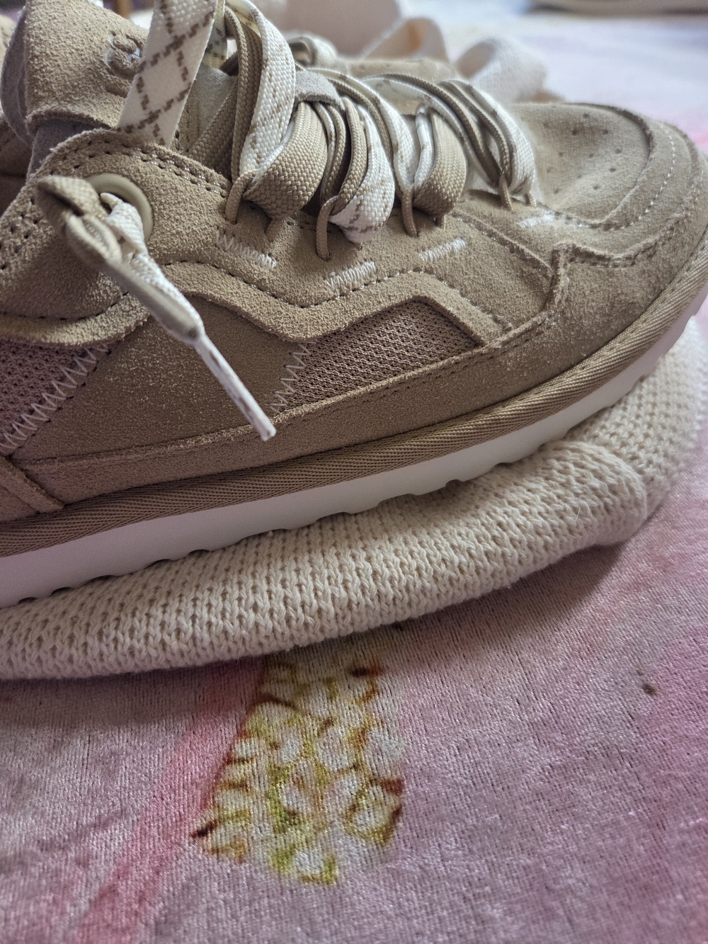 UGG Beige Suede Sneakers with Patterned Laces - Picture 12 of 16
